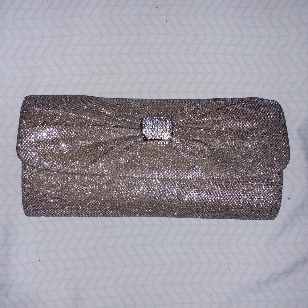 Jessica McClintock Glittery Bow Evening Clutch
